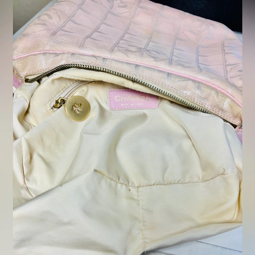 Authentic Chanel New Travel Line Pink Hobo Bag